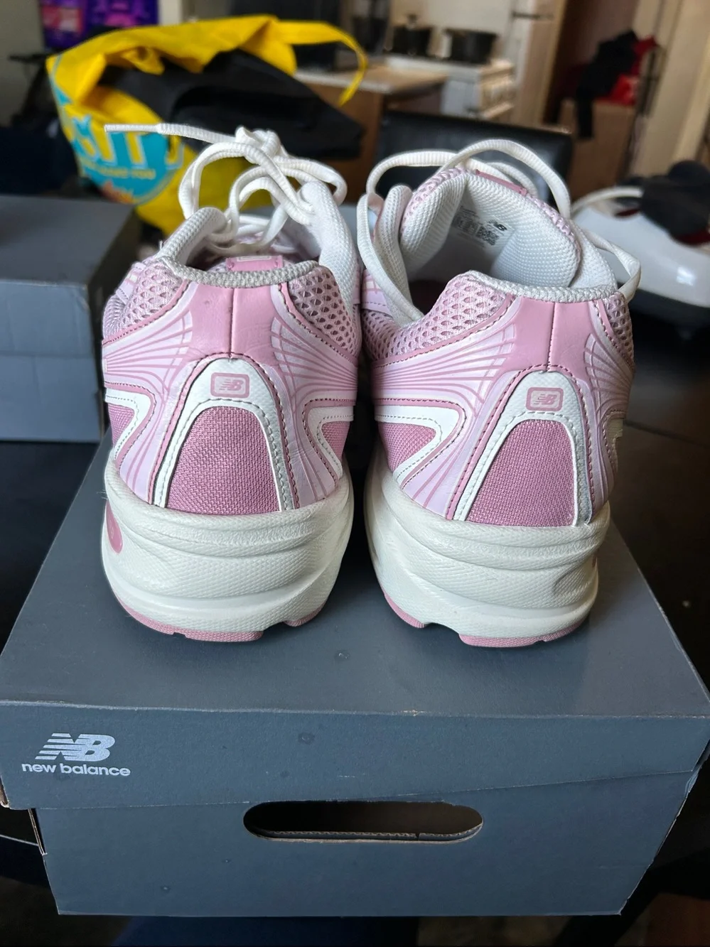 New Balance Pink and Cream Mesh Running Sneakers